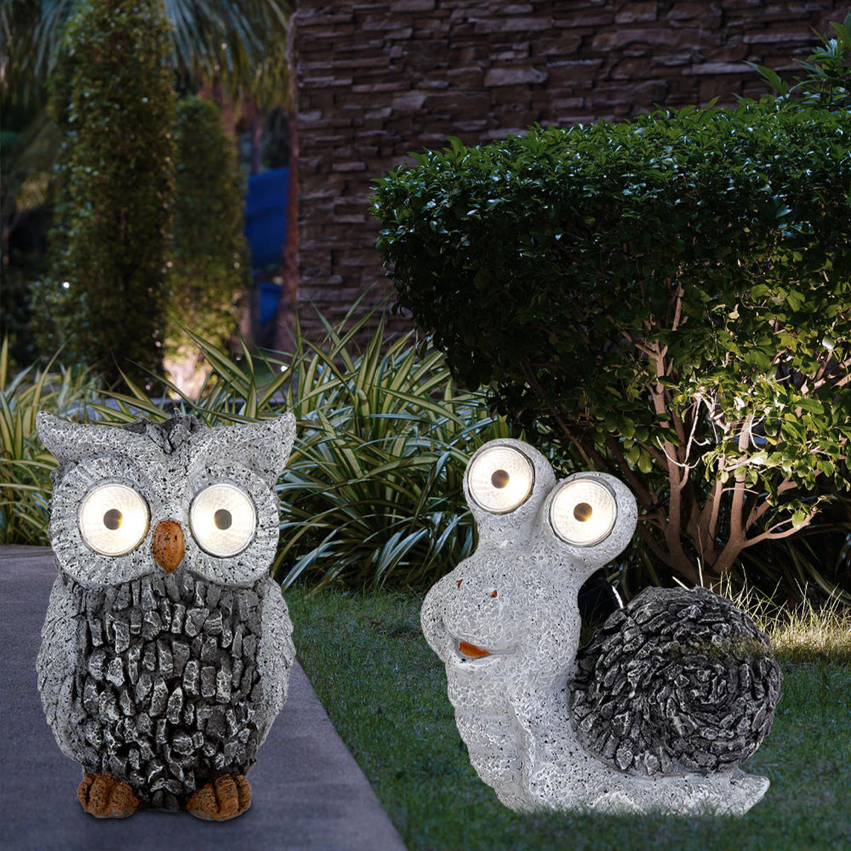 LED AUSSENLEUCHTE Eule Schnecke Grau - Grau, Kunststoff (19.5/10.5/20cm) - Globo Lighting