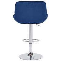 BARHOCKER 2er Set Salomon Chrom Samt blau - Blau/Chromfarben, Textil/Metall (50/106/52cm) - TPFLiving