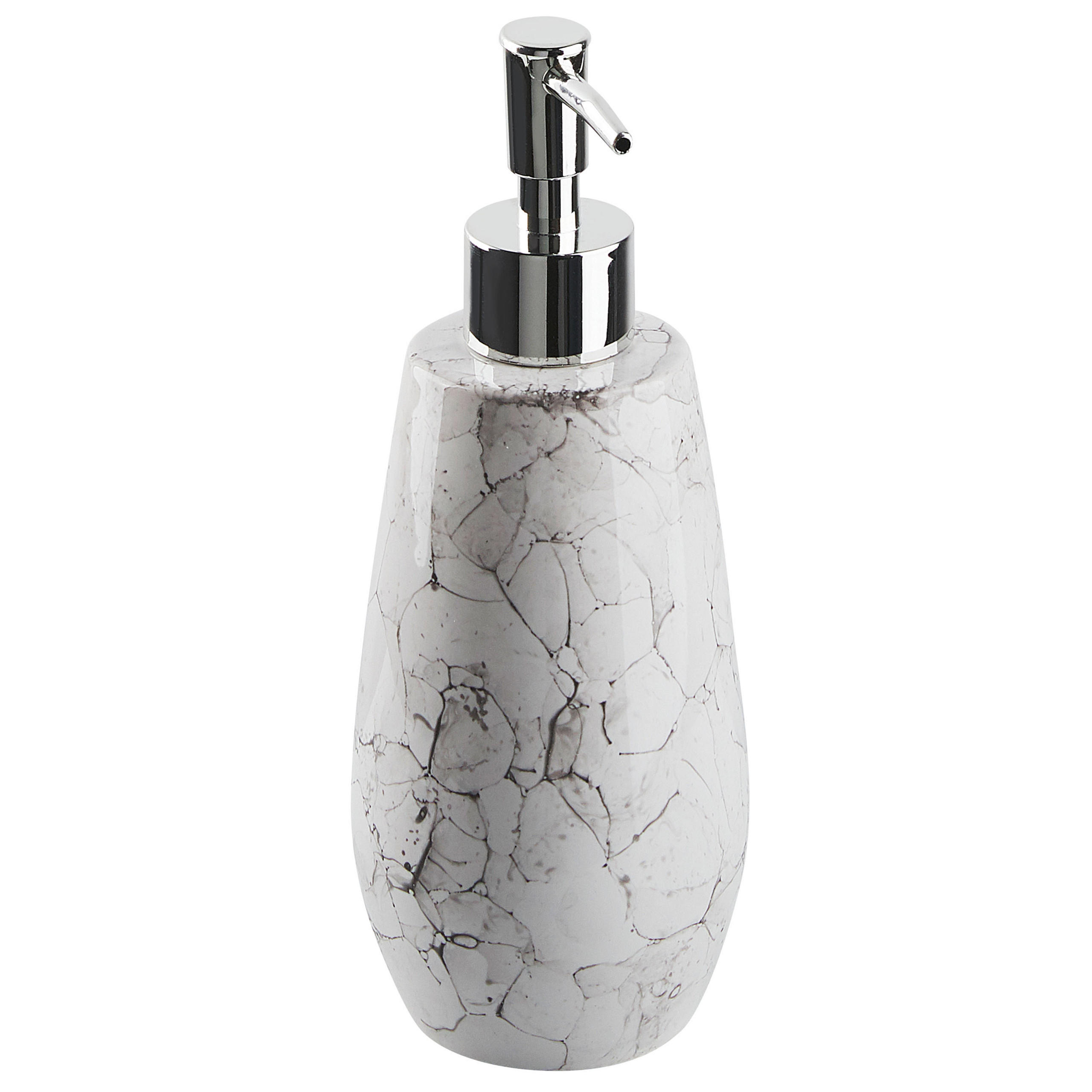 BADEZIMMER Set 6-teilig Keramik cremeweiß Callela - Schwarz/Weiß, Stein (9/21/9cm) - Beliani