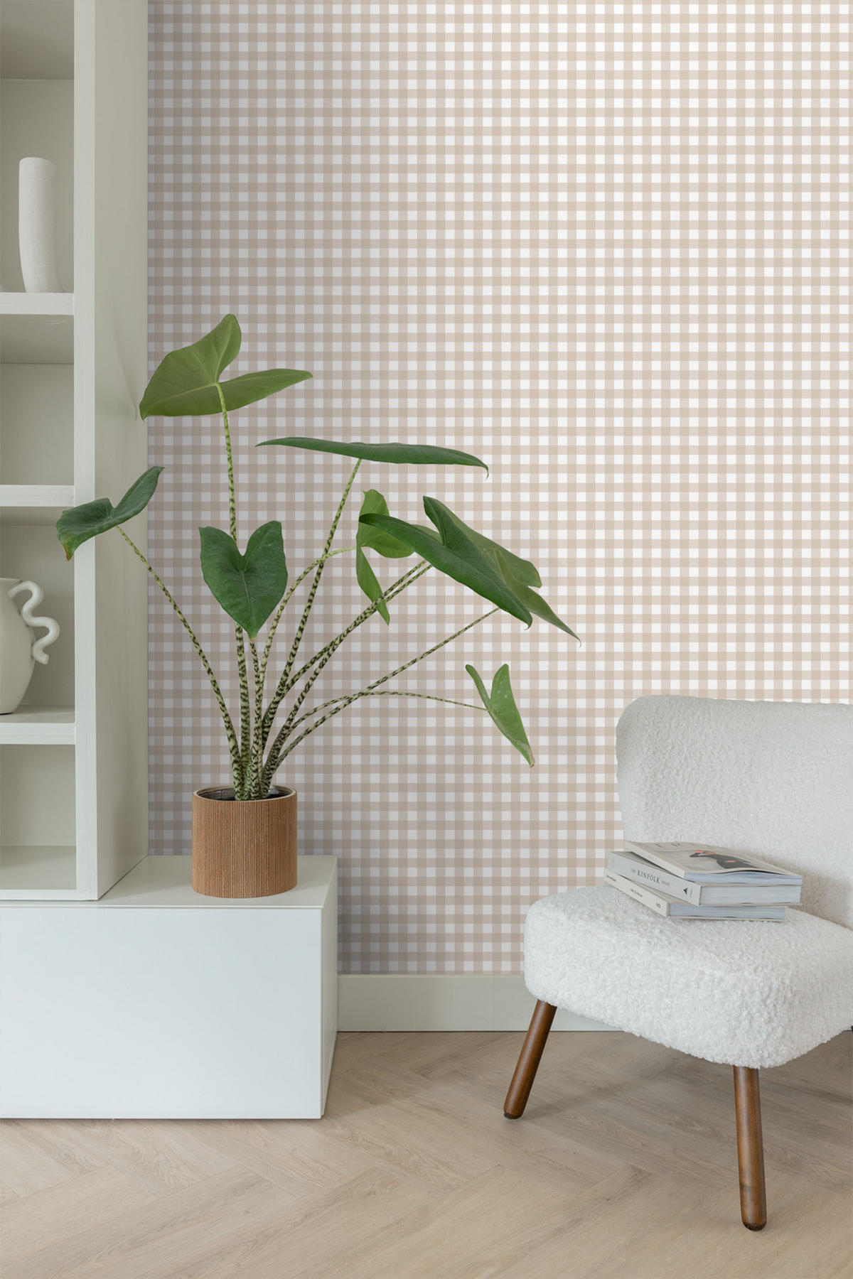 TAPETE Karomuster 50 x 900 cm - Beige, Papier (50/900cm) - ESTAhome