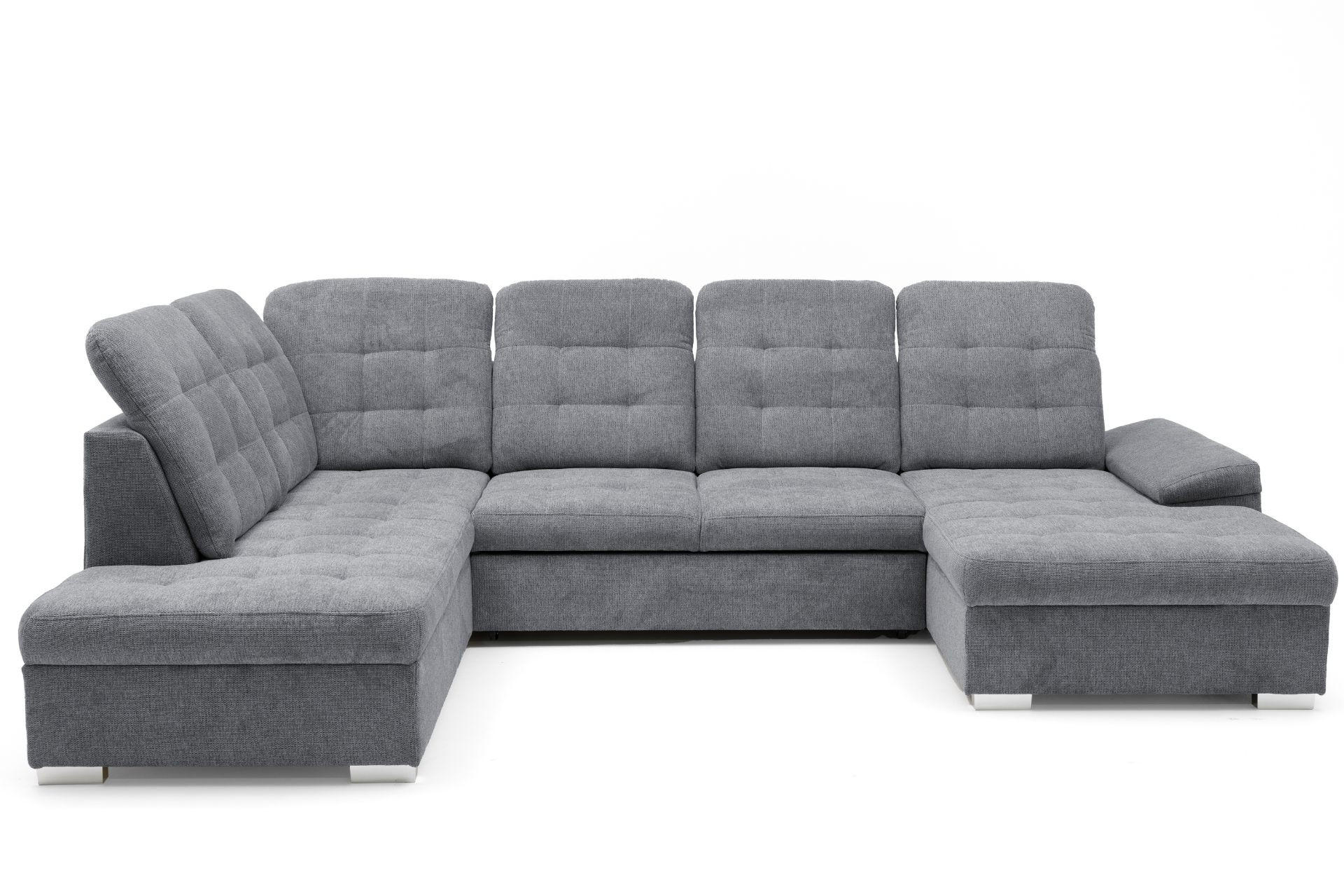 ECKSOFA U-Form OLIVIA U Links mit Schlaffunktion 124x257 Velours Grau - Silberfarben/Grau, Holz/Kunststoff (320/103/202cm) - Muffo