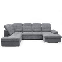 ECKSOFA U-Form OLIVIA U Links mit Schlaffunktion 124x257 Velours Grau - Silberfarben/Grau, Holz/Kunststoff (320/103/202cm) - Muffo