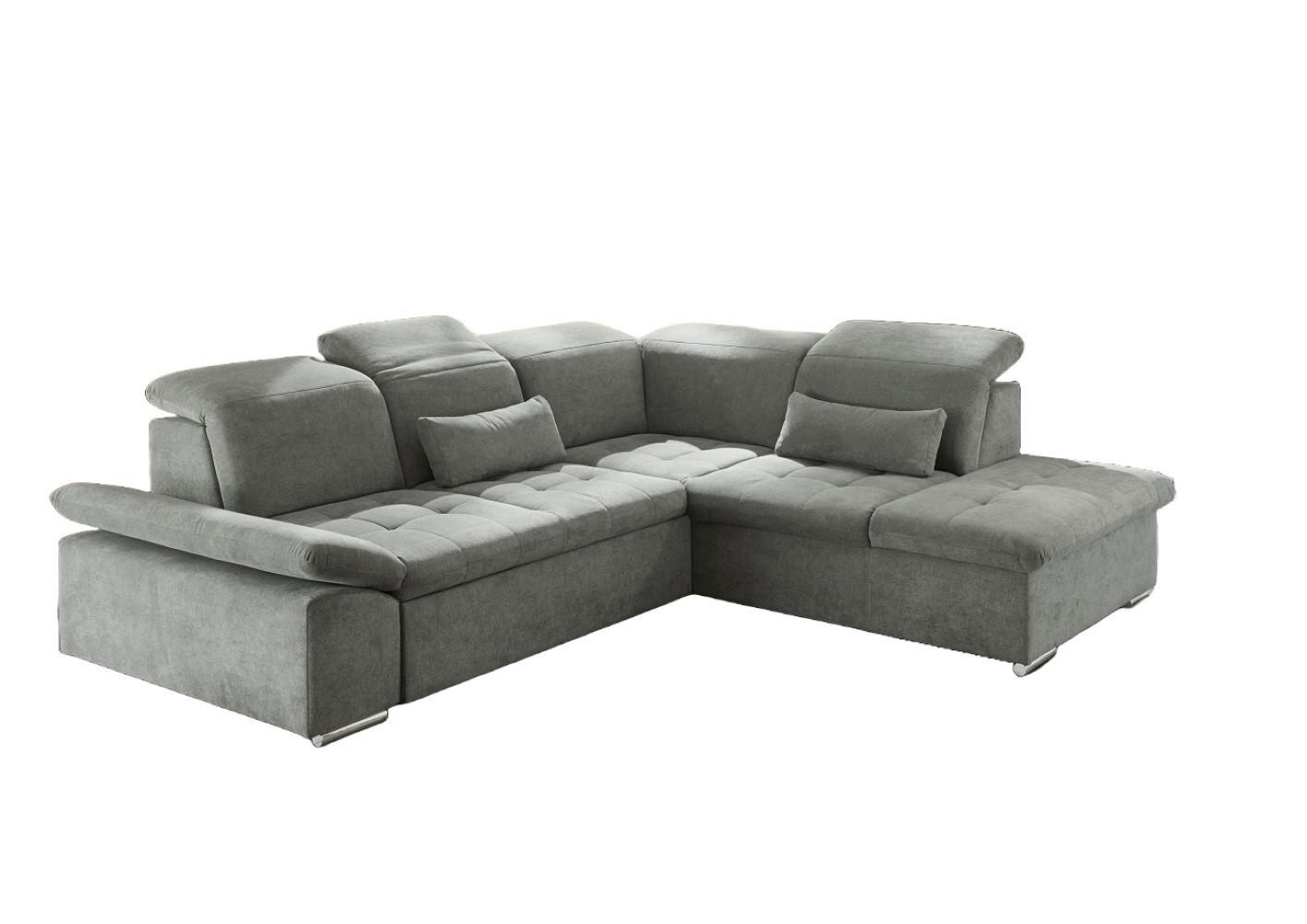 ECKSOFA mit Schlaffunktion mit Bettkasten und verstellbaren Kopf- und Rückenlehnen - Chromfarben/Schlammfarben, Textil (240/276cm) - ed exciting design