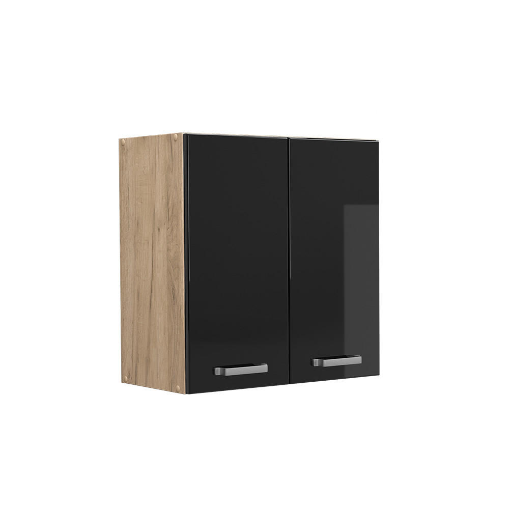 HÄNGESCHRANK R-Line Schwarz Hochglanz 60 cm - Honigeiche/Schwarz Hochglanz, Holzwerkstoff (60/60/31cm) - Vicco