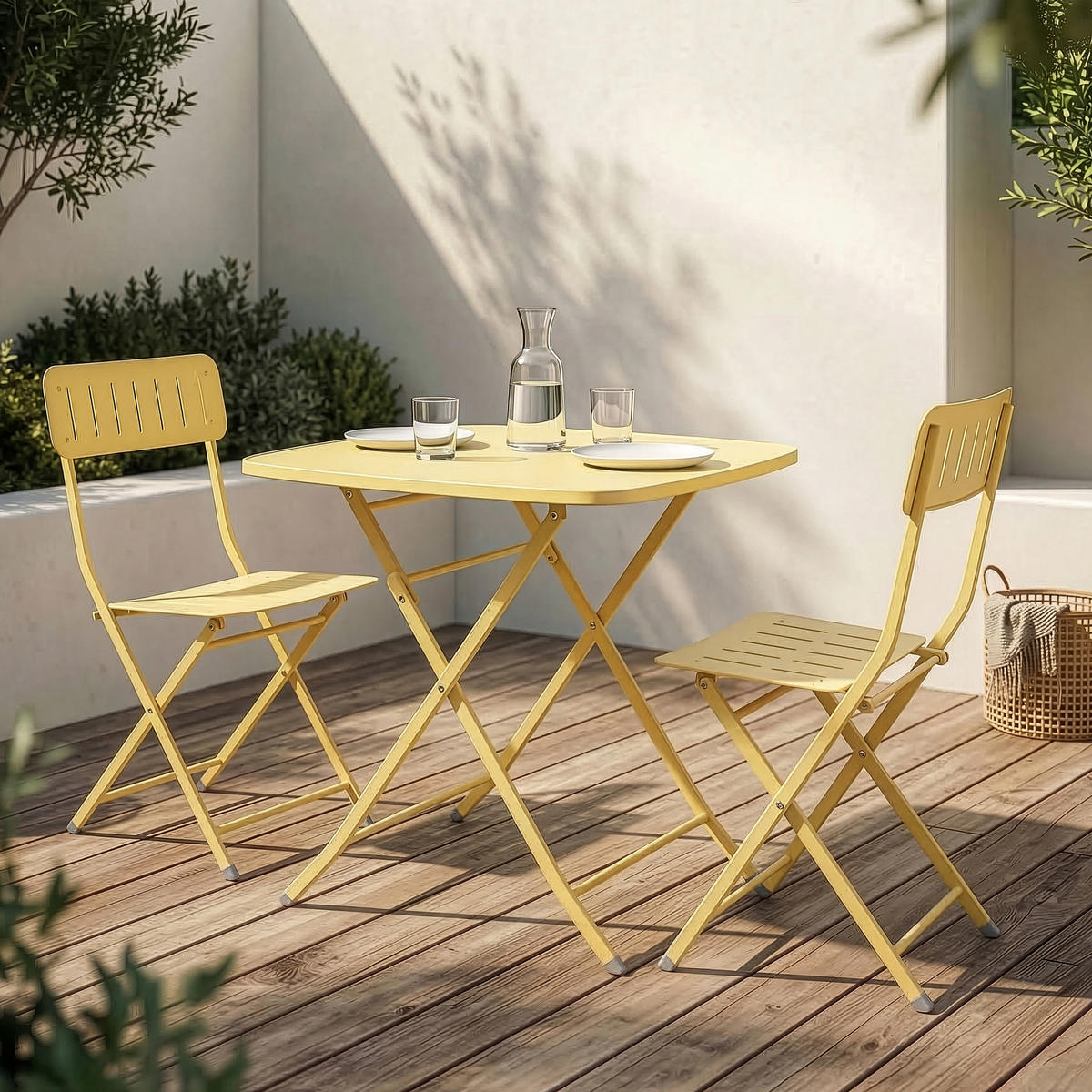 GARTENKLAPPTISCH Sande - Gelb, Metall (70/70/71cm) - [en.casa]