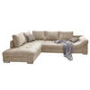 ECKSOFA mit Schlaffunktion, Wellenunterfederung, Ottomane links B298/T202/H84 cm, Liegefl. 154x227 cm, Cord Beige / 17204 - Beige/Silberfarben, Holz/Textil (298/202cm) - luma-home