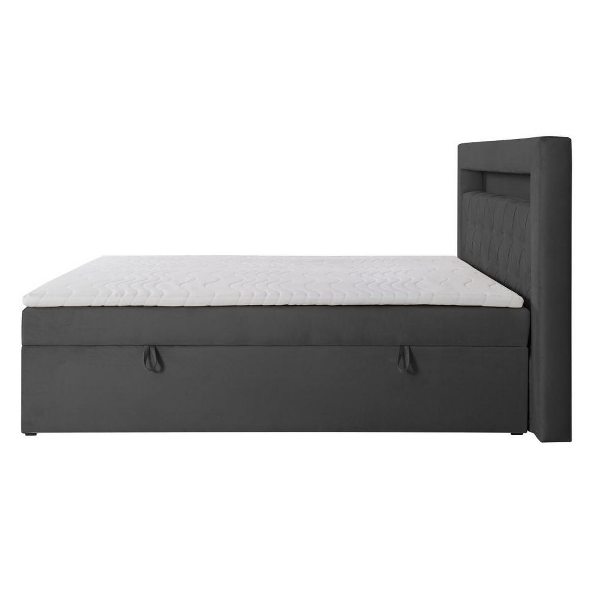 BOXBETT Lui Gold mit Bonnelmatratze, Topper, LED-Beleuchtung, 120x200, Dunkelgrau - Dunkelgrau, Holzwerkstoff/Kunststoff (120/200cm) - AN-Moebel 4u