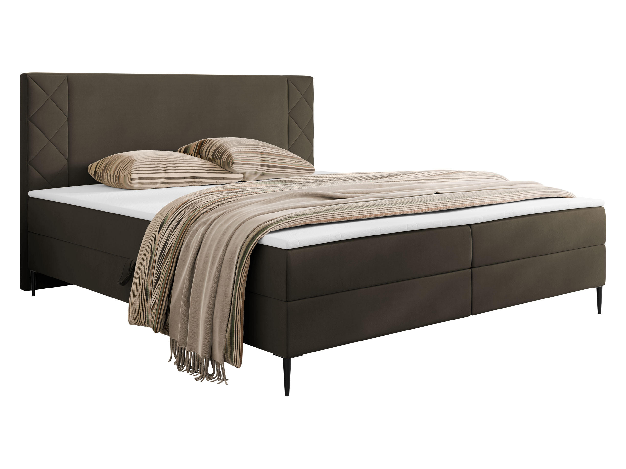 BOXBETT Portes - H3 - Schwarz/Braun, Holzwerkstoff/Textil (140/200cm) - MIRJAN24