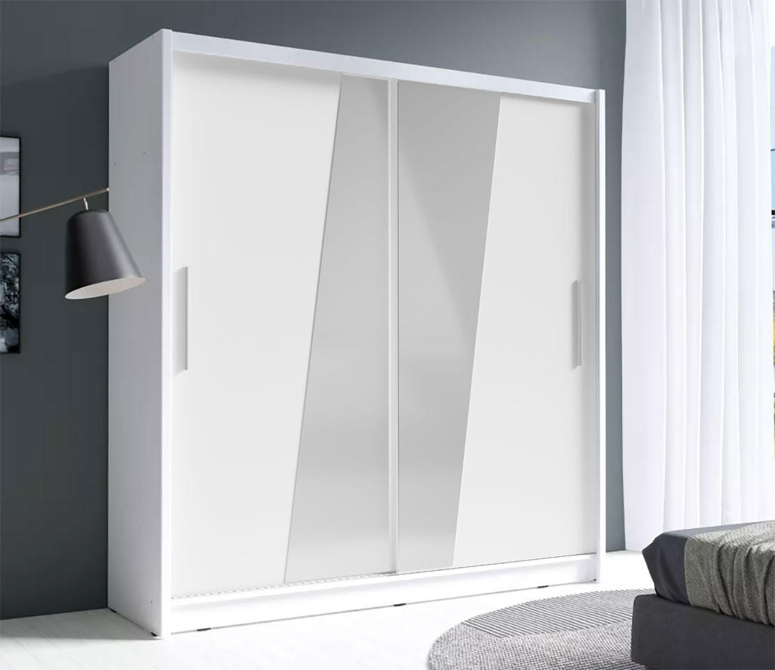 SCHIEBETÜRENSCHRANK Bergamo weiß 205 cm / 62,5 cm / 215 cm - Weiß, Holz/Holzwerkstoff (205/215/63cm) - Feldmann-Wohnen