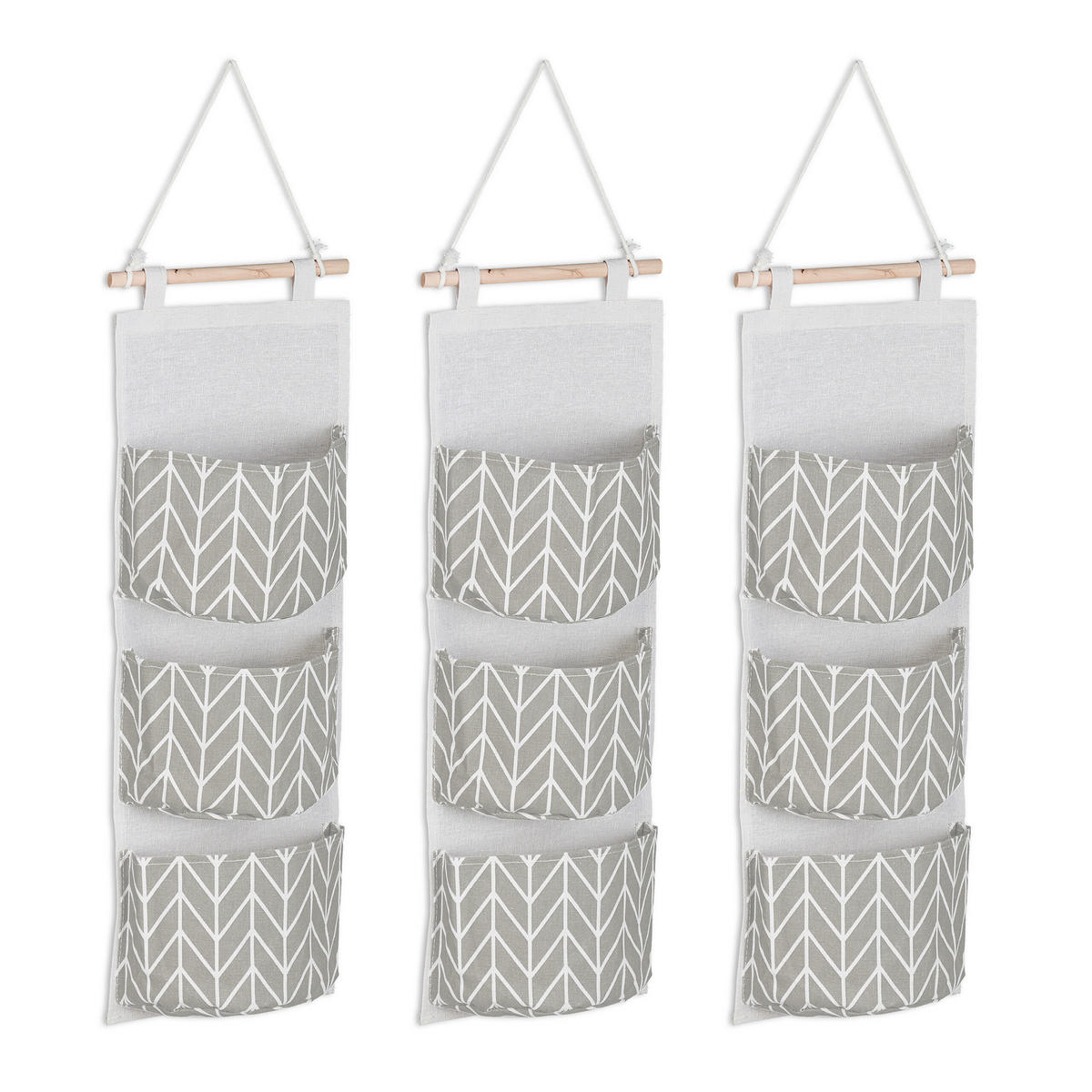 HÄNGEORGANIZER - Multicolor, Holz/Textil (8/20/73cm) - Relaxdays