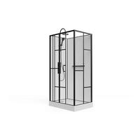 DUSCHKABINE - rechteckig - Siebdruck - Beidseitige Installation - Weiß & Schwarz matt - 110 x 80 x 225 cm - GAVILA - Schwarz, Metall (80/110/200cm) - Vente-Unique