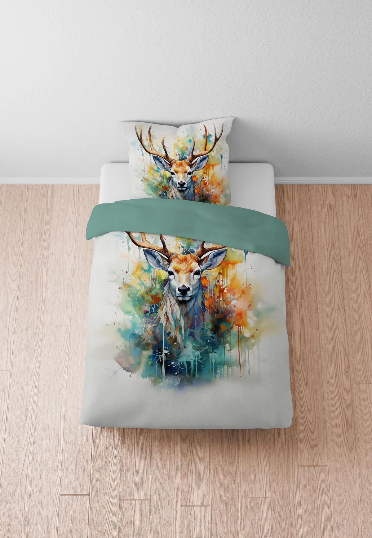 BETTWÄSCHE-GARNITUR Linon Hirsch NATUR, 135x200 cm + 80x80 cm - Naturfarben, Textil (135/200cm) - biberna