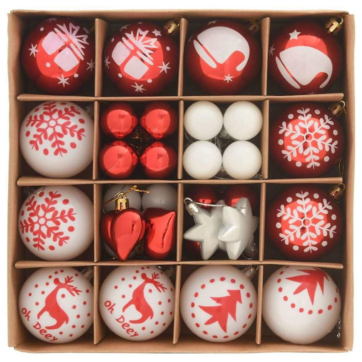 WEIHNACHTSKUGEL-SET 40 -teilig 6/6/6 cm Rot Kunststoff - Rot, Kunststoff (6/6/6cm) - vidaXL
