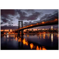 FOTOTAPETE Brücke Stadt Blau 400x280 cm - Multicolor, Papier (400/280cm) - Wallarena