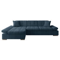 ECKSOFA Malwi Cord, Seite: Links - Dunkelblau, Holz/Textil (278/161cm) - MIRJAN24