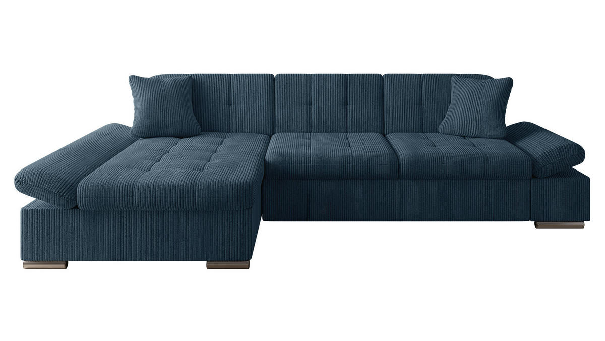 ECKSOFA Malwi Cord, Seite: Links - Dunkelblau, Holz/Textil (278/161cm) - MIRJAN24