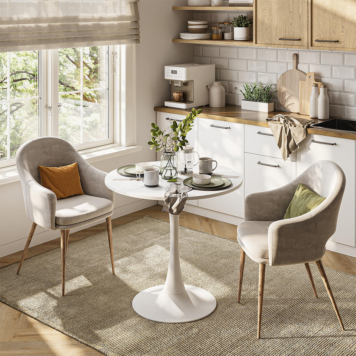 JEDILNA MIZA Carl Bela 80 x 80 cm - bela, leseni material (80/80/73cm) - Vicco