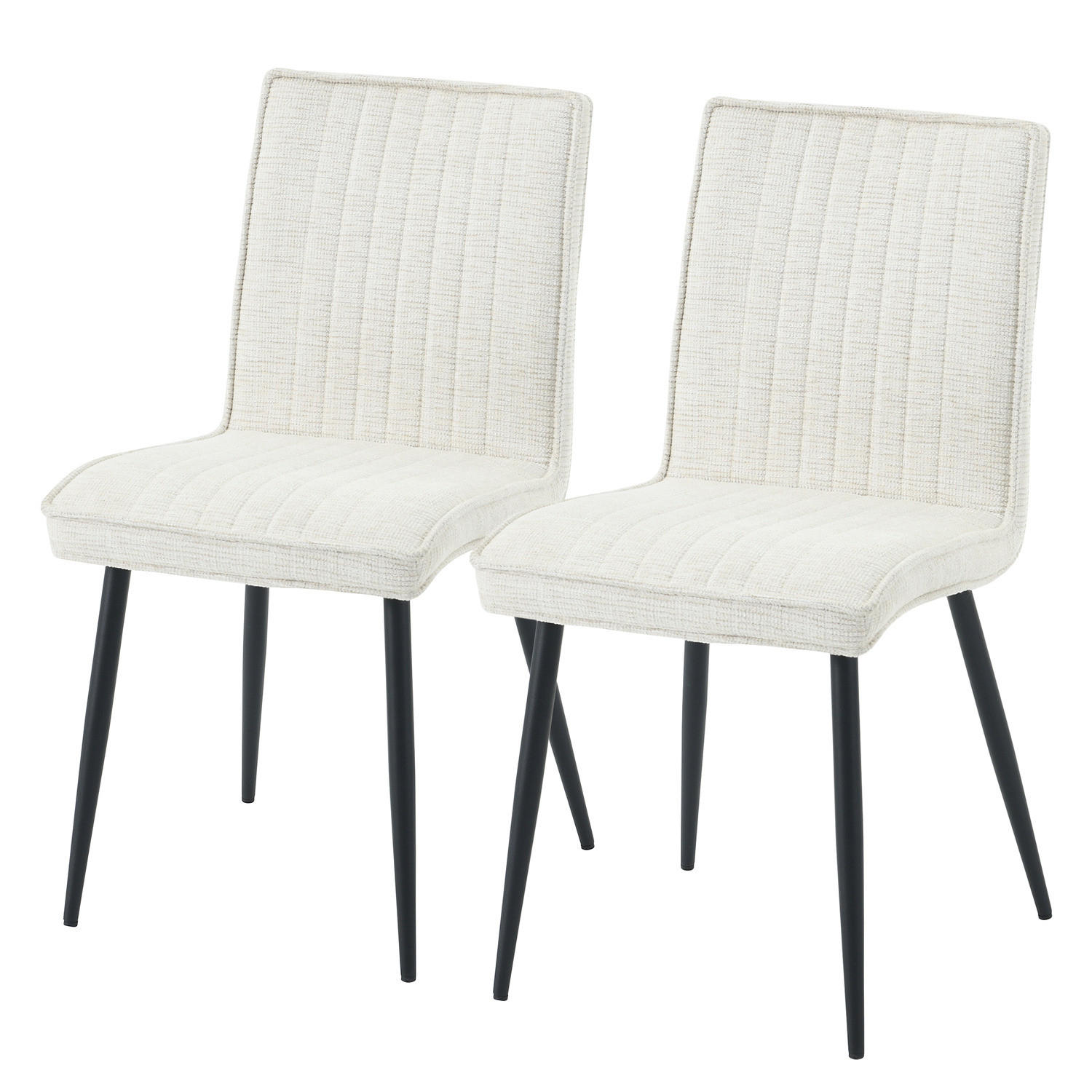 HOME24 Polsterstuhl CIRIANO 2er-Set - Beige/Schwarz, Textil/Metall (46/85/60cm) - home24