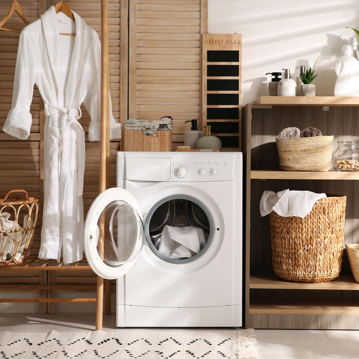 AUFBEWAHRUNGSKORB - Multicolor, Holz/Textil (31/20/31cm) - Relaxdays