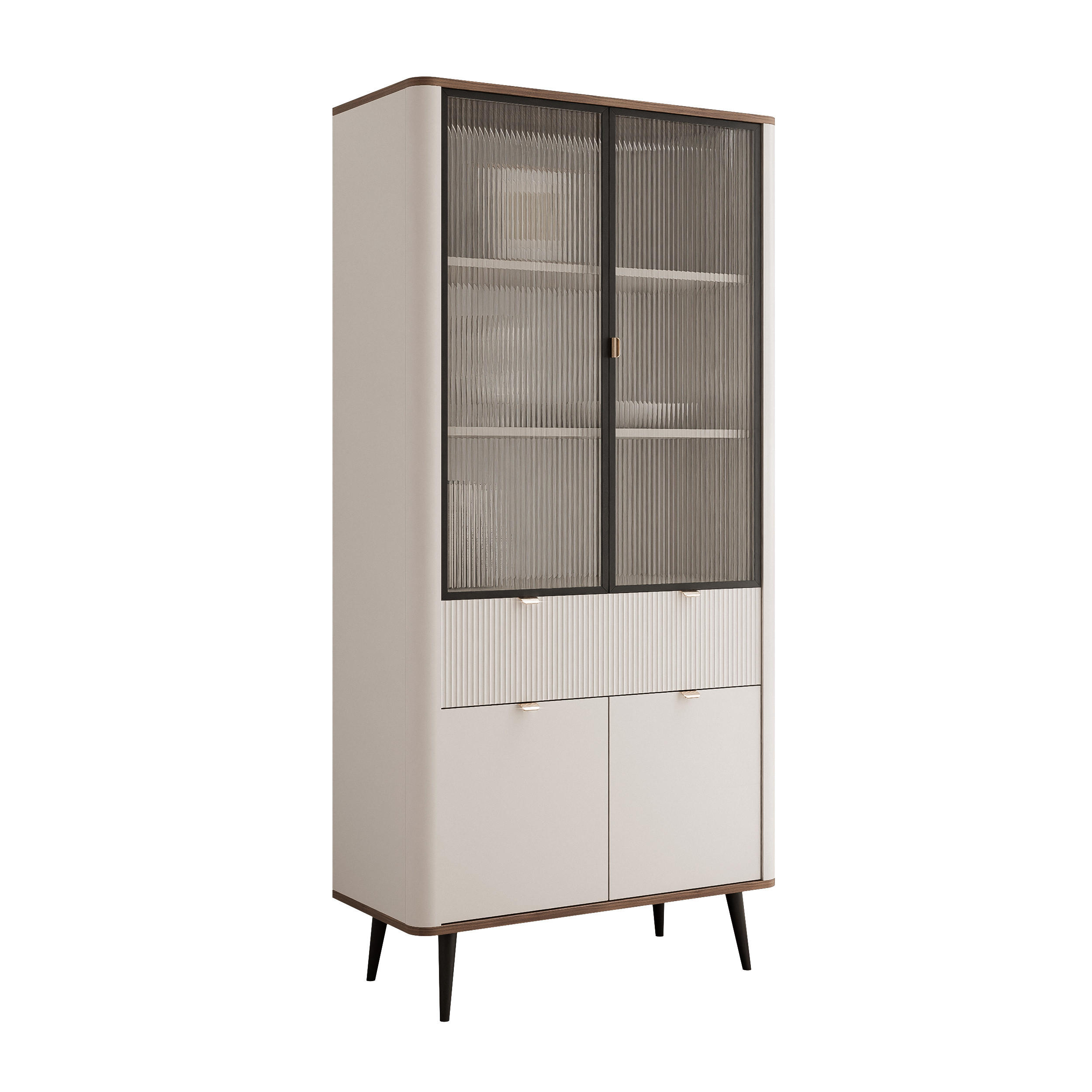 VITRINE NAVANI 90 cm Kaschmir Nussbaum - Nussbaumfarben/Schwarz, Holzwerkstoff/Metall (90/191/40cm) - Idohome
