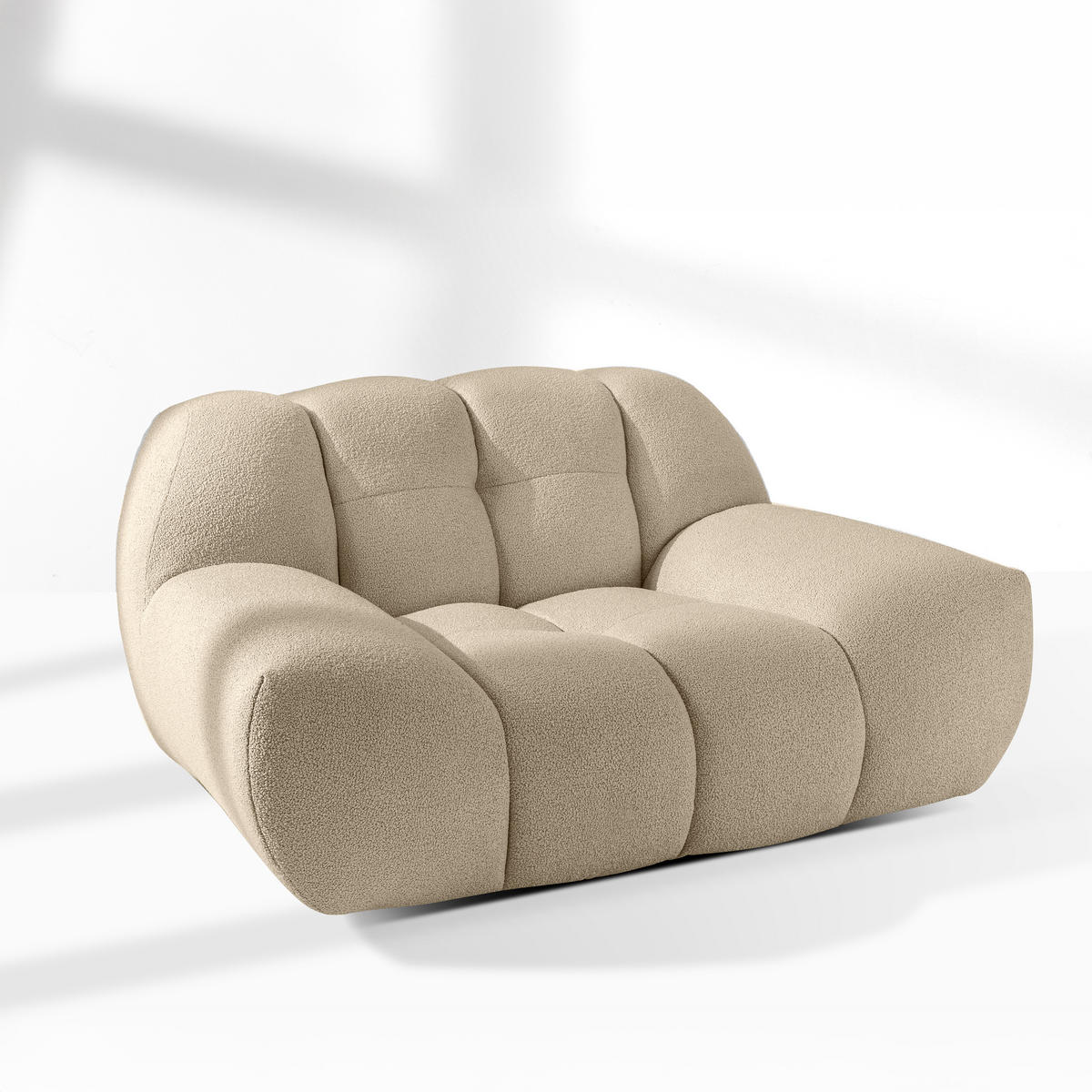 SESSEL VENA Bouclé, Hellbeige - Beige, Holz/Textil (135/72/105cm) - KONSIMO®