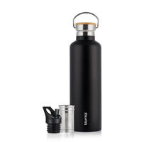 TRINKFLASCHE Leni 1000 ml, inkl. Teesieb und Sportdeckel - Schwarz, Metall (1L) - Blumtal