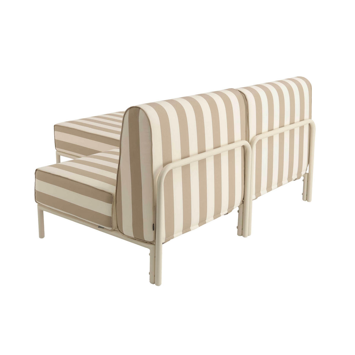 GARTENSOFA mit 2 Sitzplätzen, Beige - Beige, Metall - Oviala