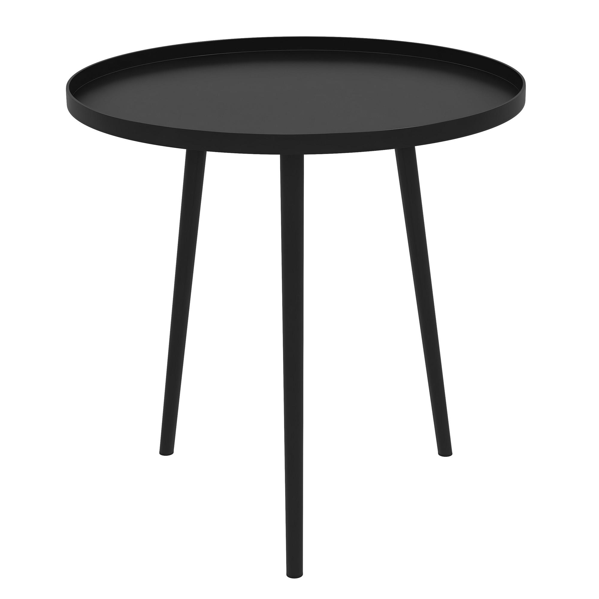 BEISTELLTISCH DE-07263 rund, aus Stahl mit Rand Schwarz - Schwarz, Metall (40/40/50cm) - ComfortXL