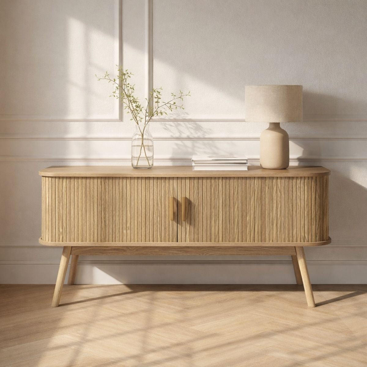 TV-MÖBEL 2 Schiebetüren ernest 39/55/119 cm - Eschefarben, Holzwerkstoff (119/55/46cm) - Calicosy