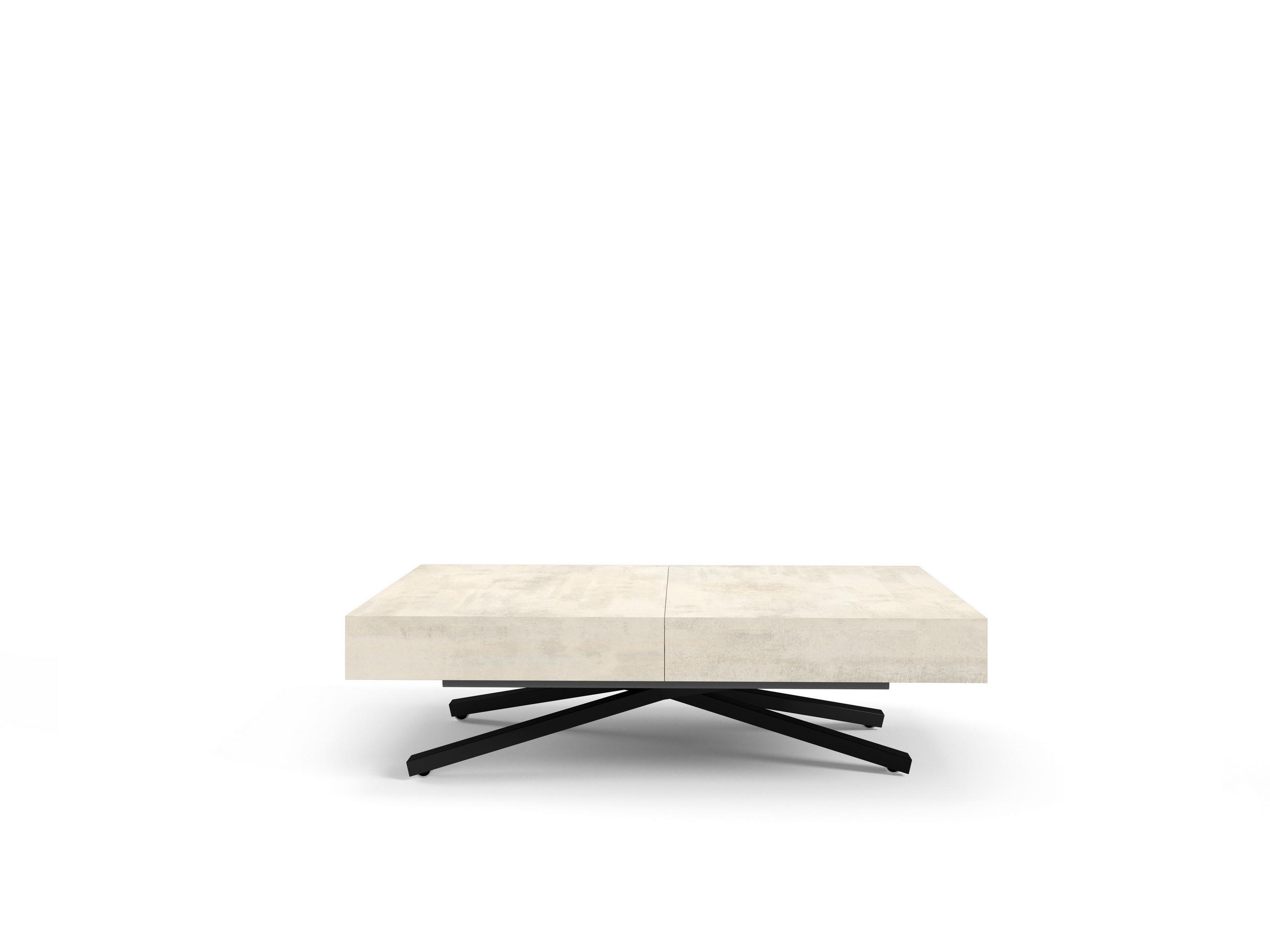 COUCHTISCH SANNA X - Creme/Schwarz, Holzwerkstoff/Metall (80/120/27cm) - Meblini