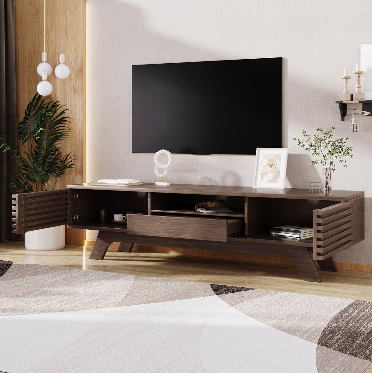 TV-LOWBOARD 150/35/44 cm mit 1 Schublade, 2 Türen und Kabeldurchlass - Hellbraun, Holzwerkstoff (150/44/35cm) - BEAOK