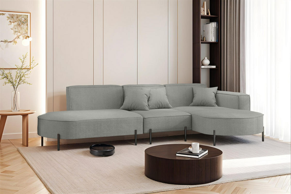 ECKSOFA Valencia - Grau, Holzwerkstoff/Textil (321/165cm) - Fun Möbel