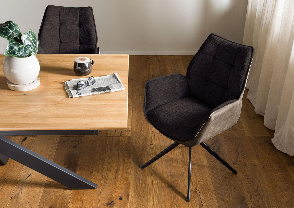 STUHL 100% Polyester 61 x 61 x 89 cm dunkelgrau / braun POLSTERSTÜHLE #103 - Grau, Kunststoff (61/89/61cm) - Massivmoebel24