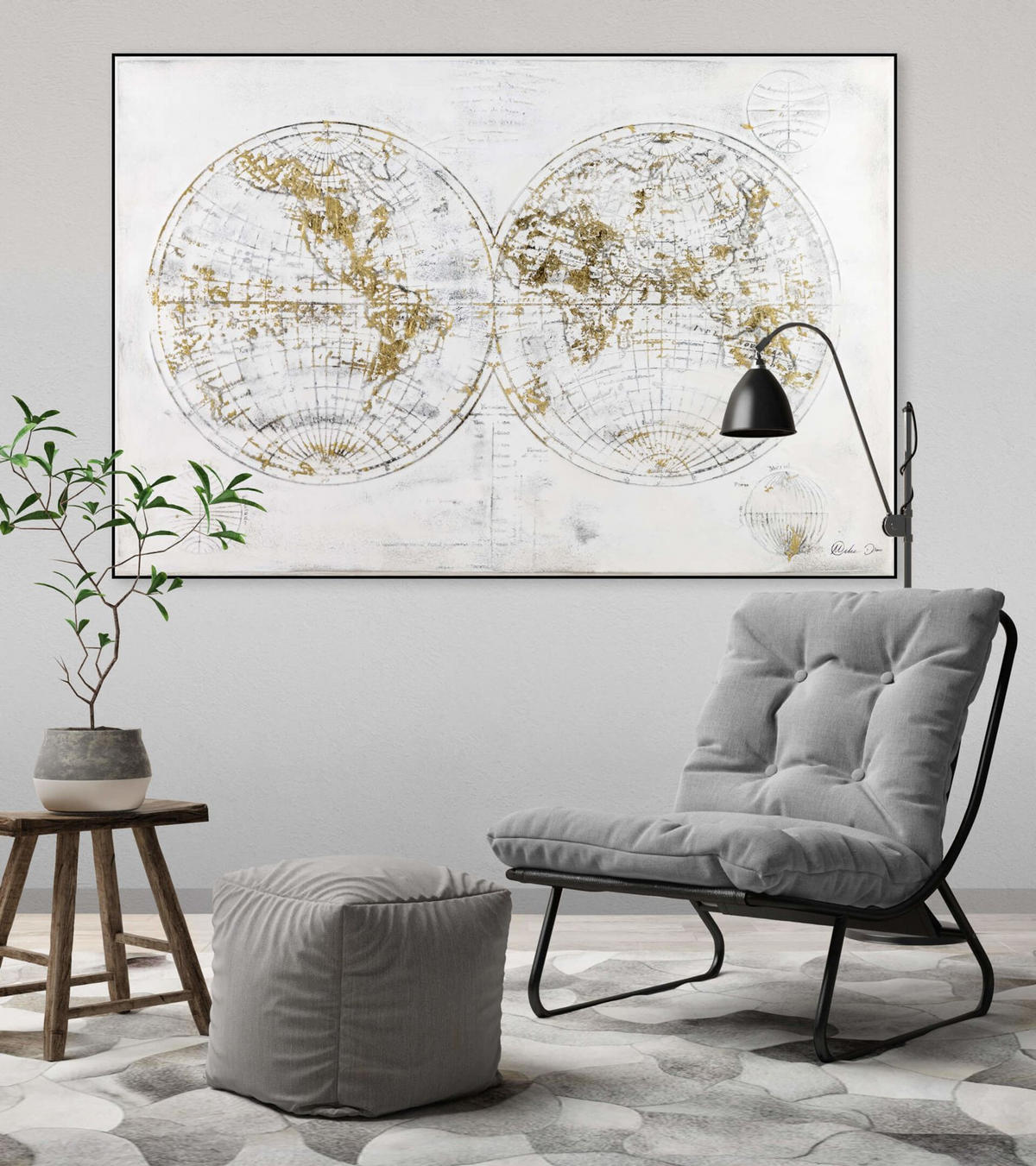 ACRYLBILD HANDGEMALT 120/80 cm - Weiß/Grau, Holz/Textil (120/80cm) - KUNSTLOFT