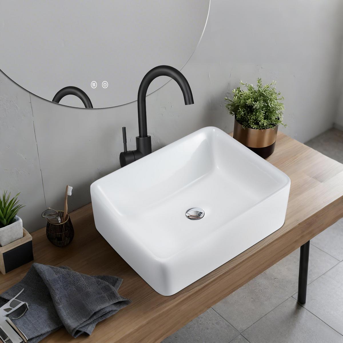 WASCHBECKEN Weiß 42/15/51 - Weiß, Keramik (42/15/51cm) - ZMH