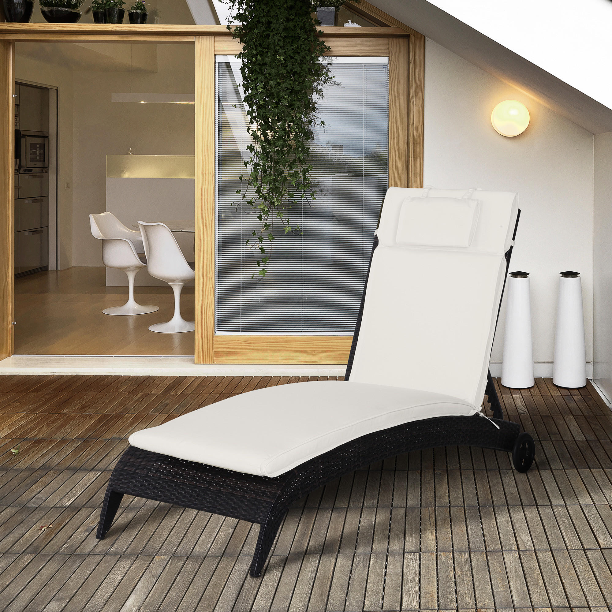 SITZKISSEN, Polyester, Cremeweiß - Creme, Naturmaterialen/Kunststoff (53/5/198cm) - Outsunny