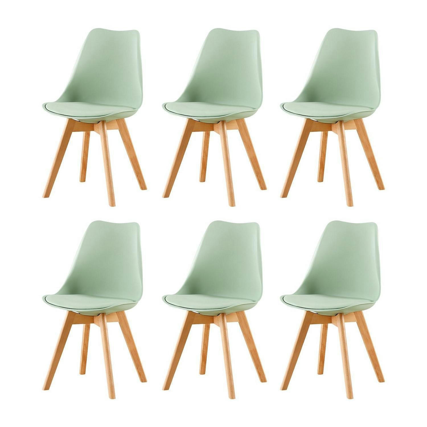 ESSZIMMERSTUHL 6er Set Eiscreme Grün mit Massivholzbein - Hellgrün, Kunststoff (47.5/82/41cm)