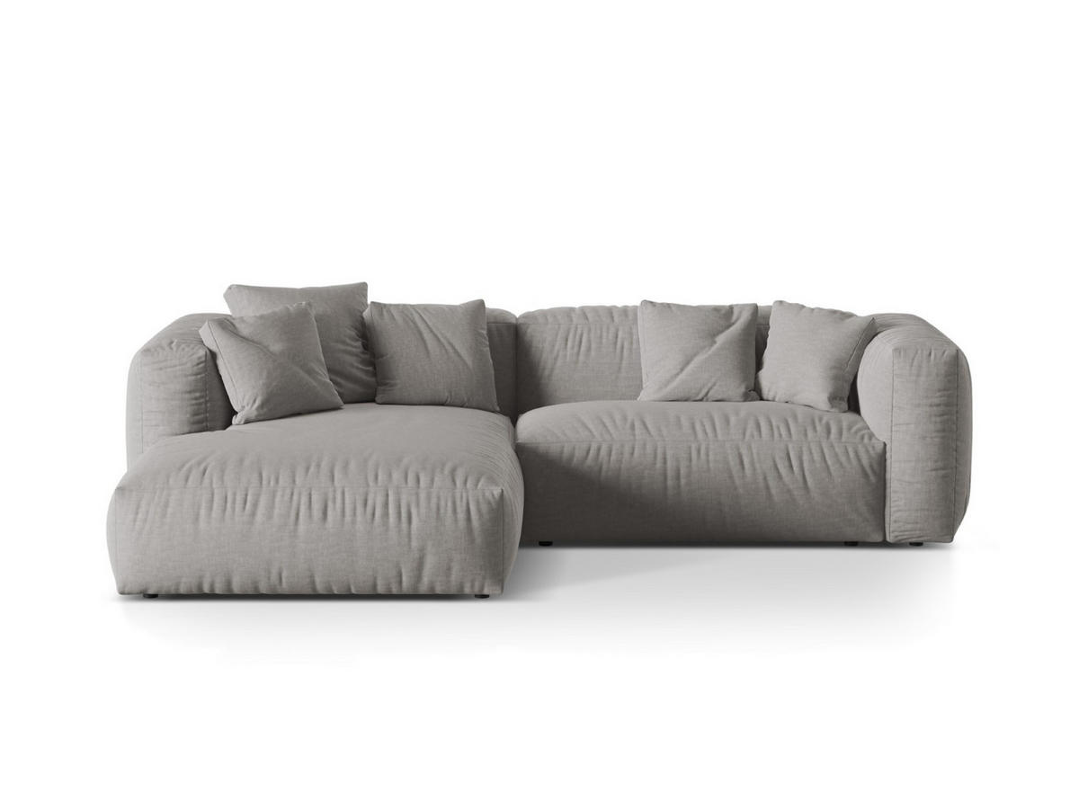 ECKSOFA modular links Martina aus strukturiertem Stoff hellgrau 2 Sitzplätze - Hellgrau, Textil (176/283cm) - Micadoni