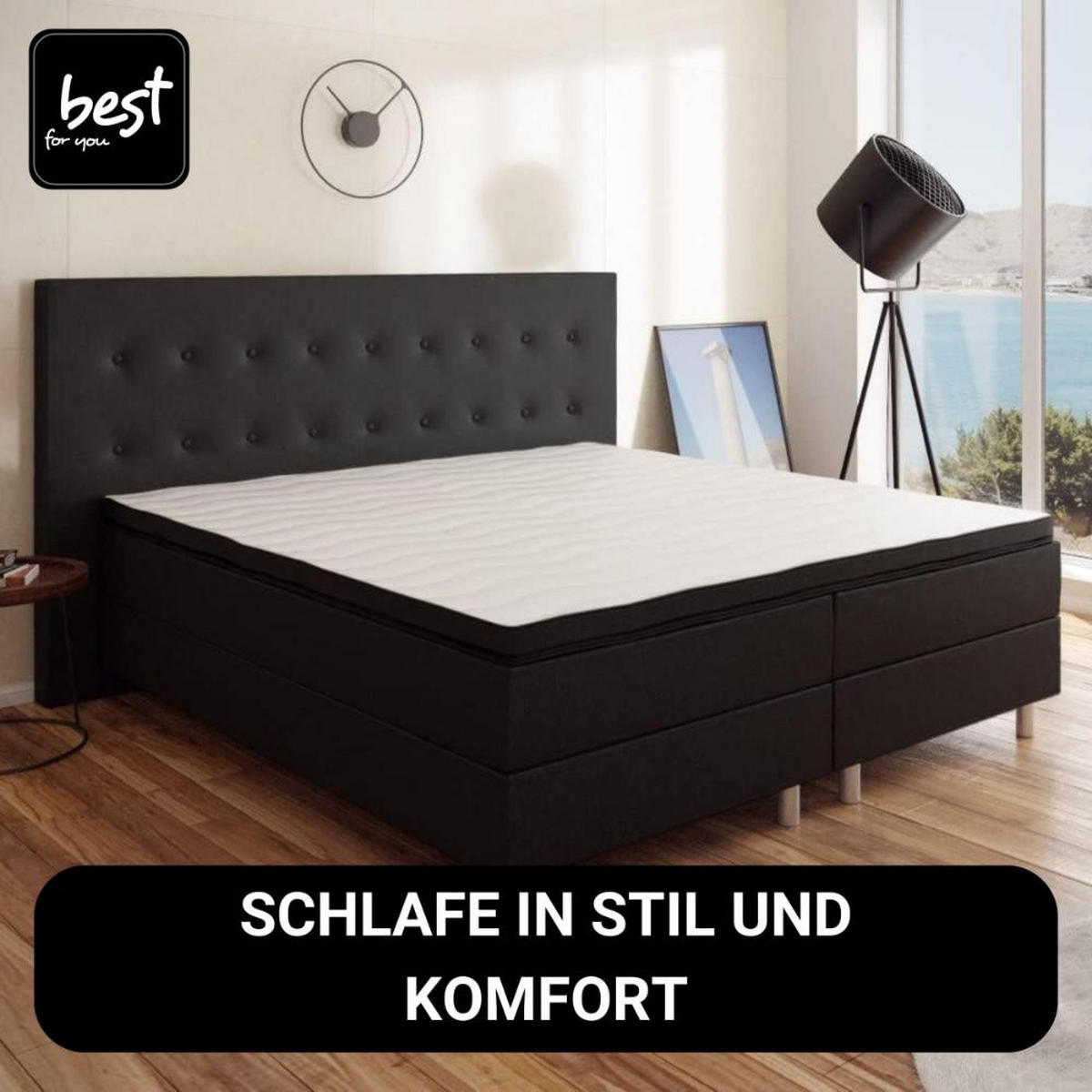 BOXBETT Neo First Class Bett Polsterbett - Schwarz, Holz/Holzwerkstoff (140/200cm) - Best For Home