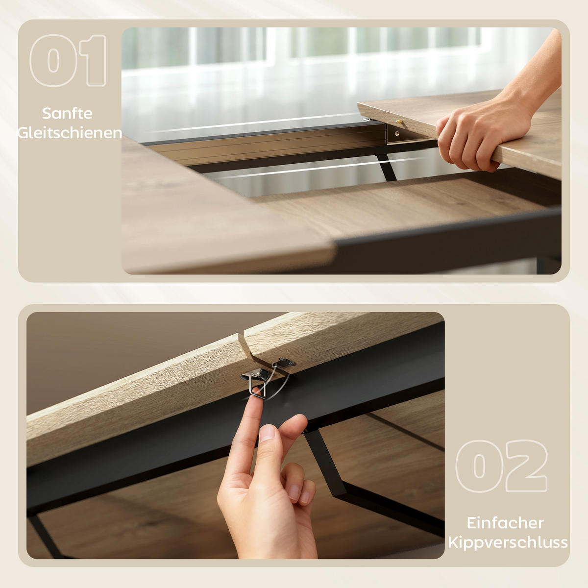 ESSTISCH ausziehbar 140/180 x 80 cm Esszimmertisch für 6-8 Personen, Natur - Schwarz/Naturfarben, Holzwerkstoff/Metall (180/80/75cm) - HOMCOM