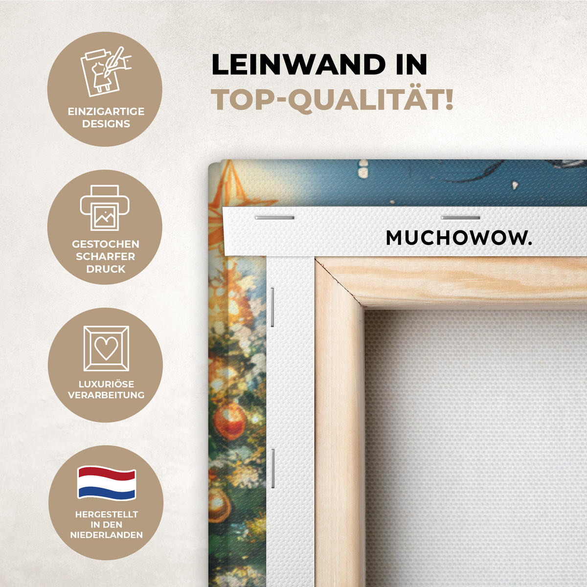 LEINWANDBILD Weihnachten - Weihnachtsbaum - Winter - Zuhause - Schnee Deko Groß 90x90 cm - Smaragdgrün, Textil (90/90cm) - MuchoWow