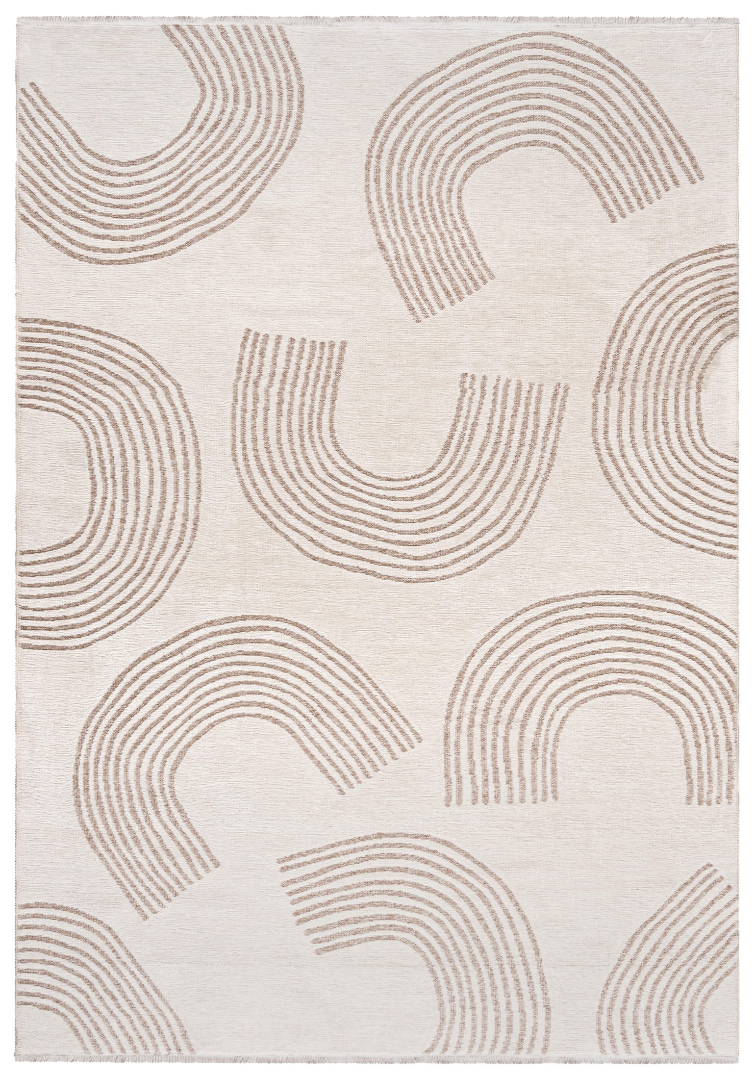 TEPPICH Zweiseitiger Beige Modern Abstrakt, Regenbogen - Kurzflor Rechteckig Weich - Weiß Ecru Creme - 80 x 200 cm - Ecru/Creme, Textil (80/200cm) - Mazovia