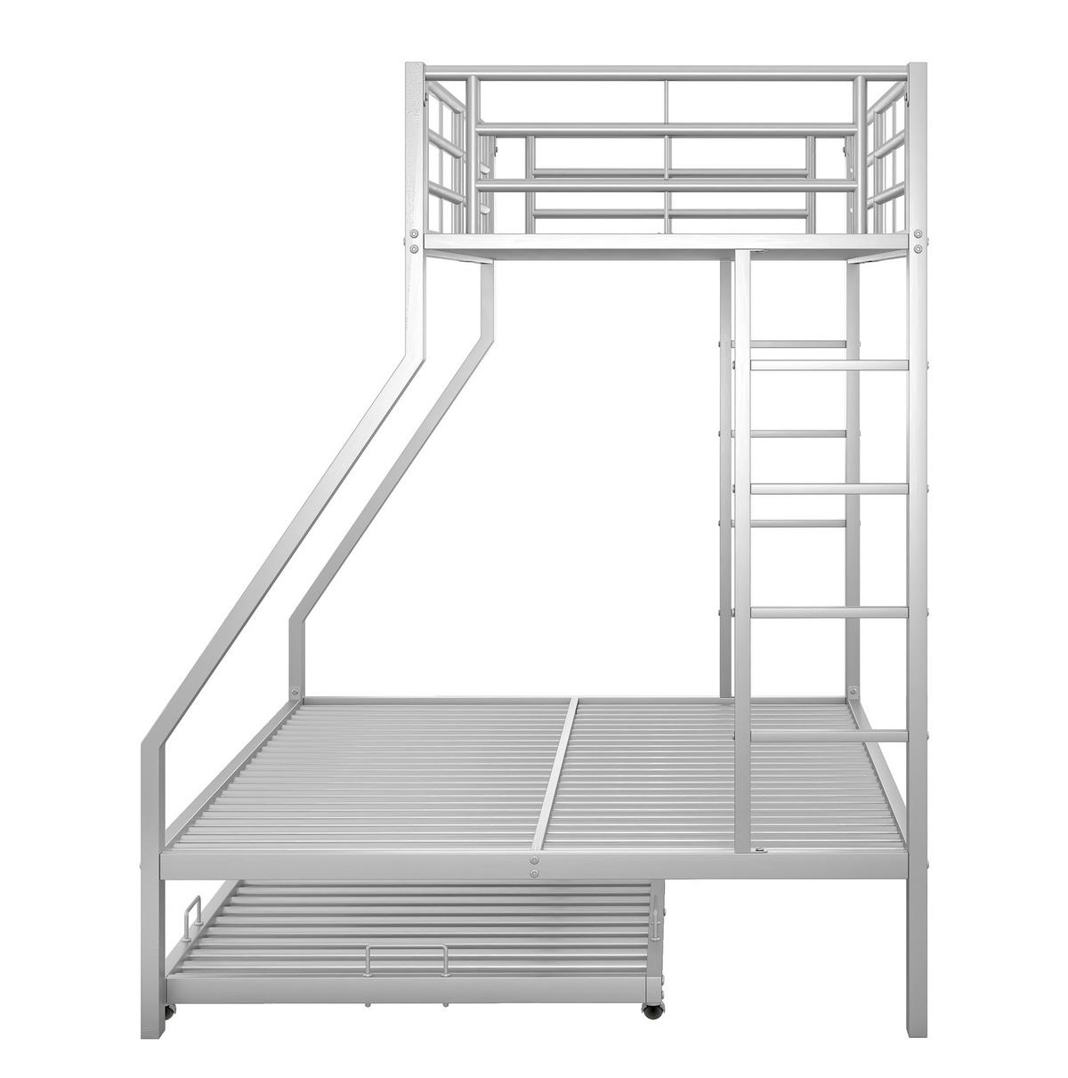 ETAGENBETT aus Metall 90/140x200 cm in Silber mit Ausziehbett - Silberfarben, Metall (90/190cm) - Modfu