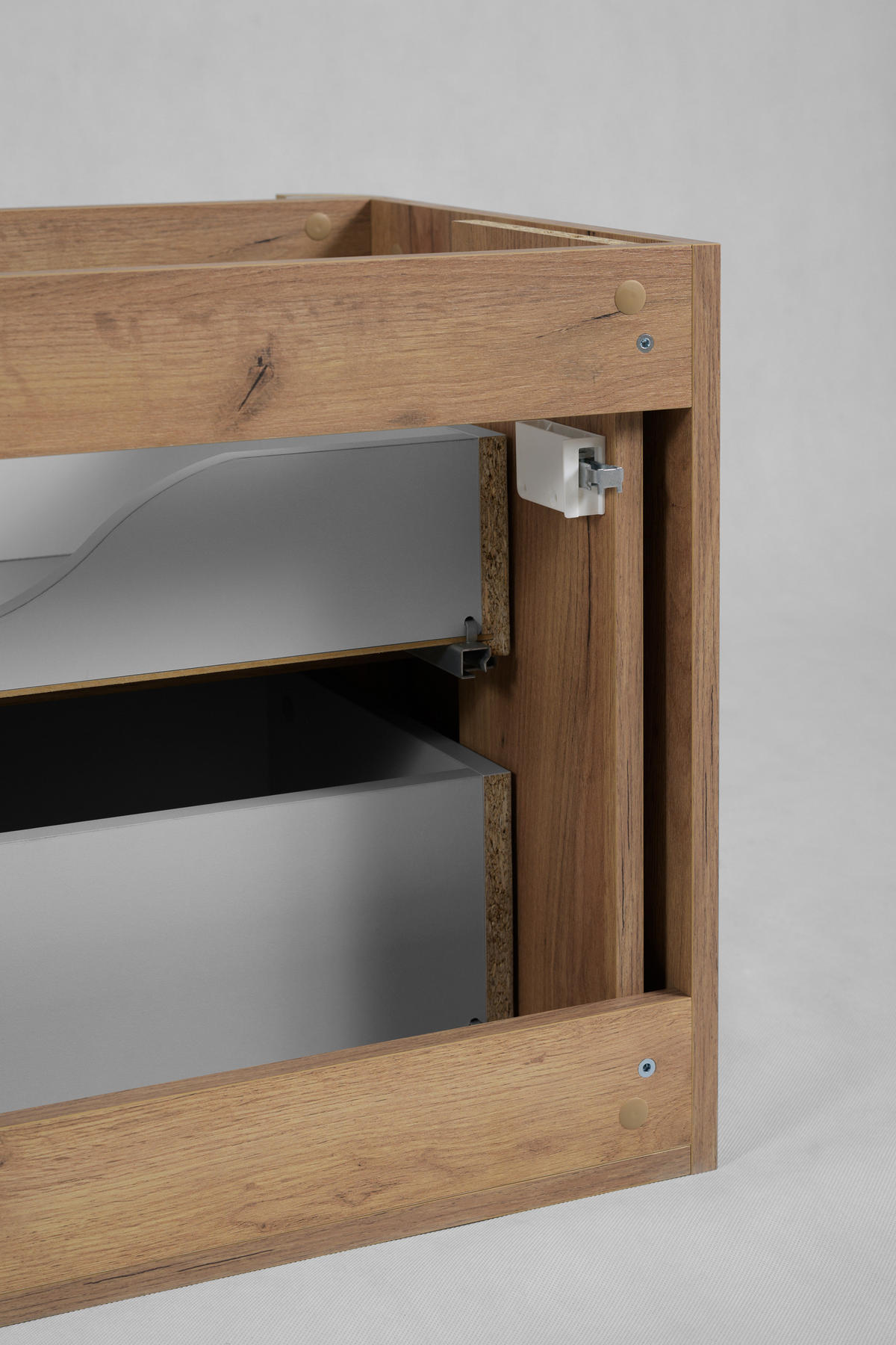 BADEZIMMERSCHRANK: Craft-Eiche, Platte Schwarz, 60,8 x 44,2 x 50 cm - Eichefarben/Schwarz, Holzwerkstoff (60.8/48.4/44.2cm) - 3XE LIVING