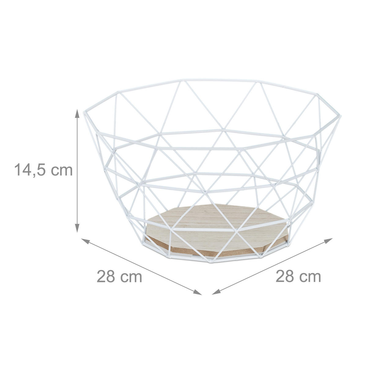 OBSTKORB - Weiß, Holzwerkstoff/Metall (14.5cm) - Relaxdays