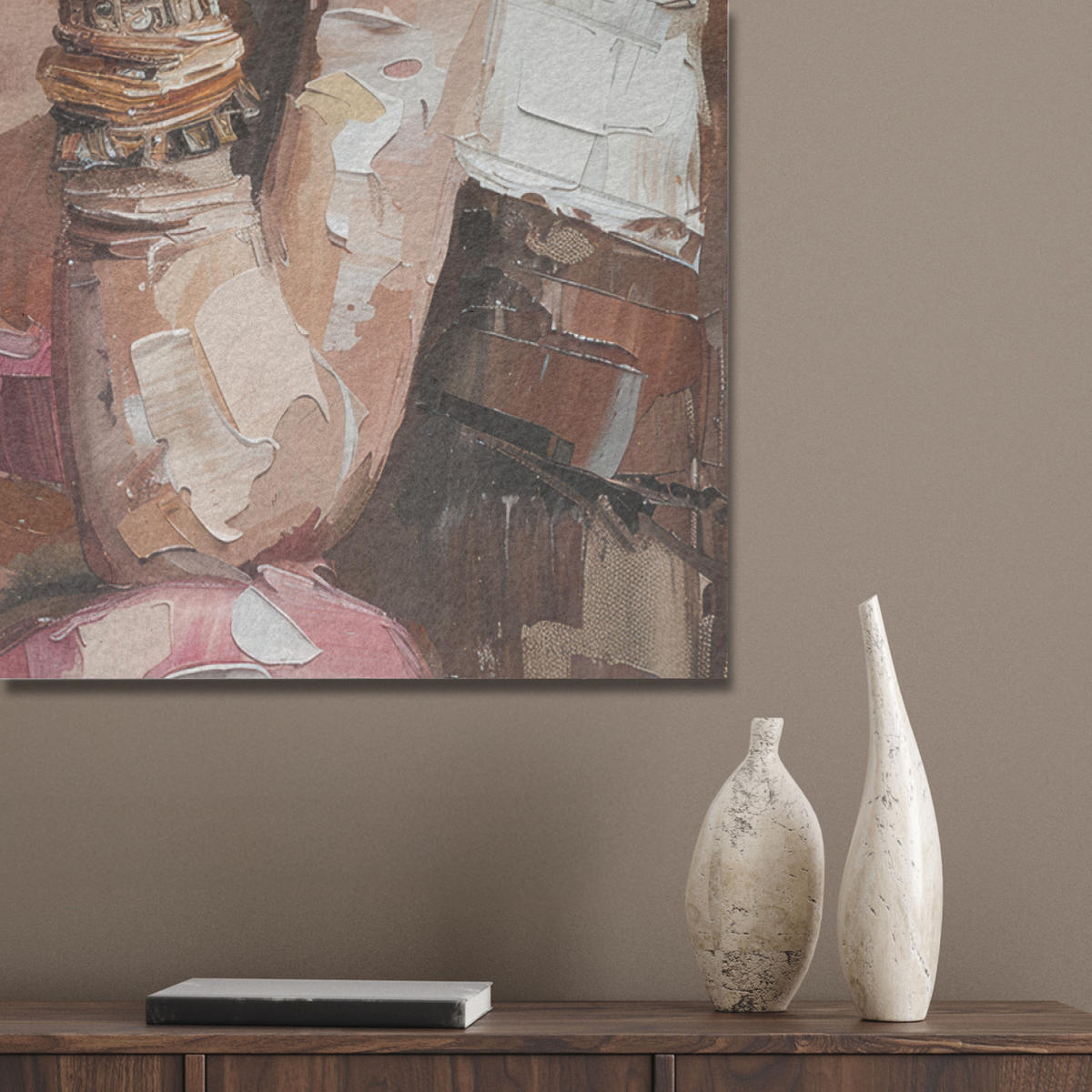 AKUSTIKPANEEL Frau - Porträt - Modern 70x100 cm - Altrosa, Textil (70/0.9/100cm) - MuchoWow