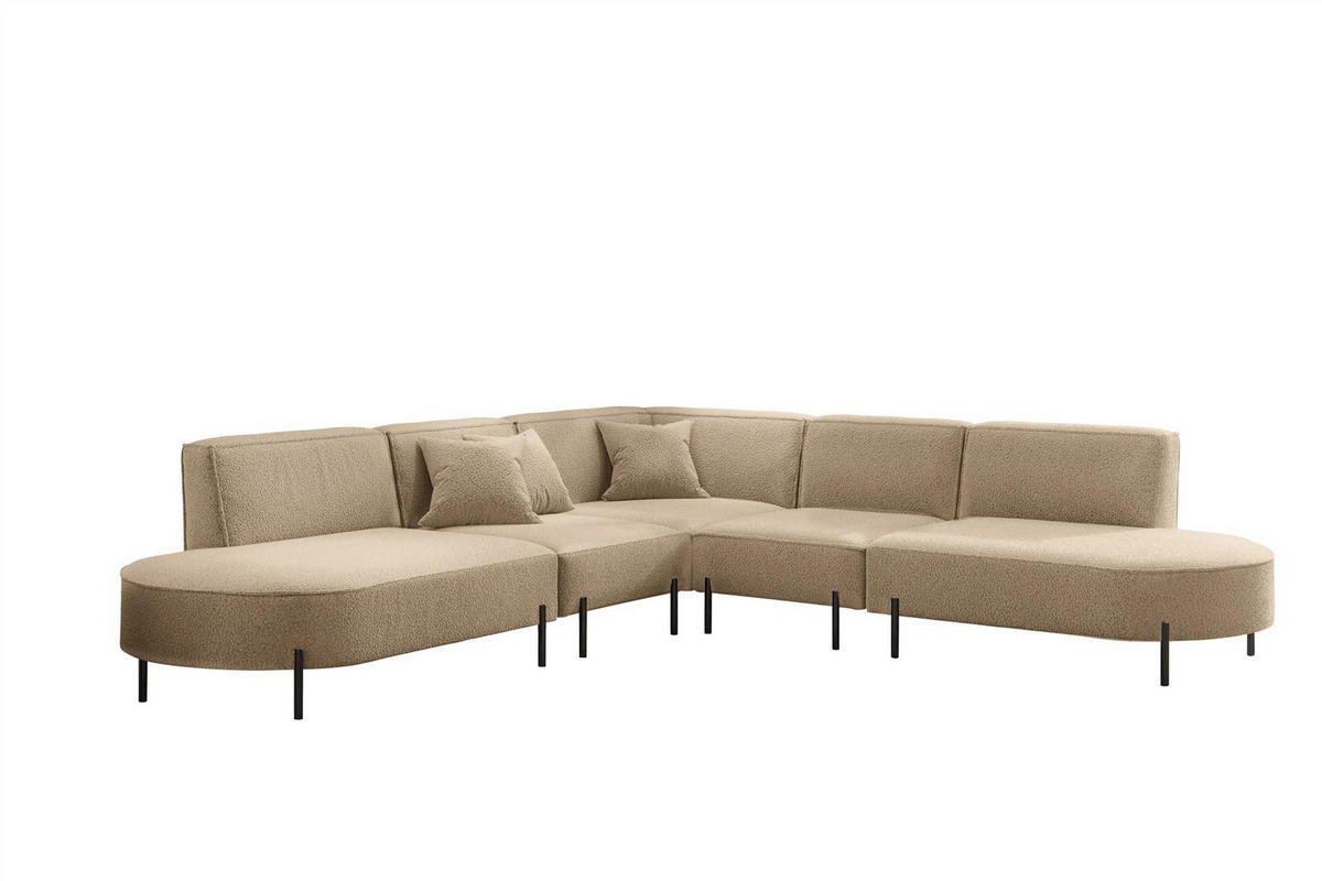 ECKSOFA Valencia - Hellbraun, Holzwerkstoff/Textil (303/303cm) - Fun Möbel