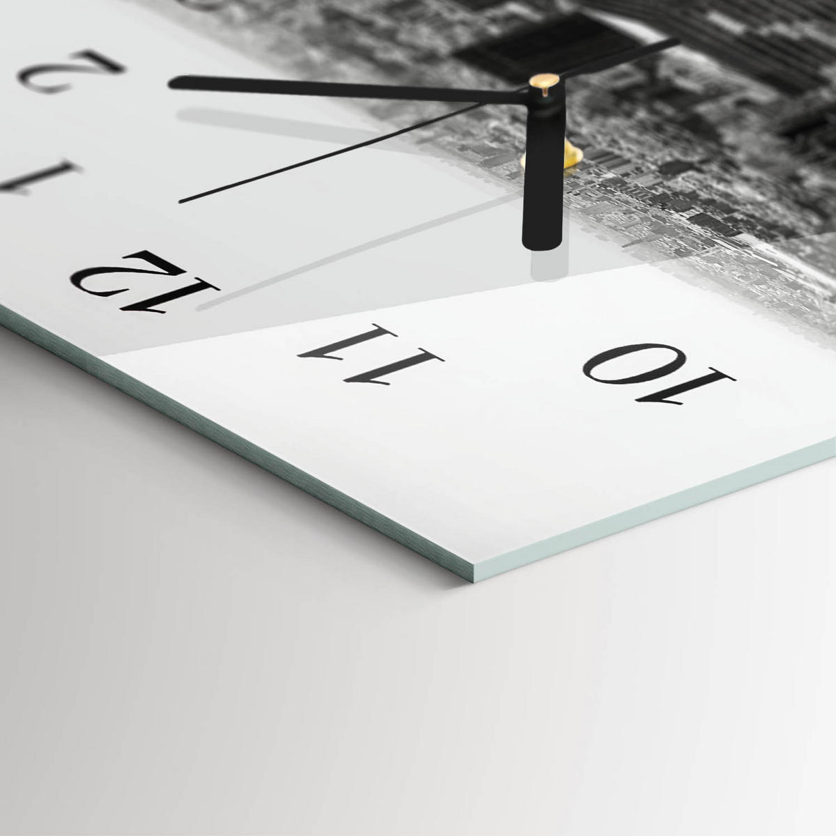 WANDUHR 60x30 cm - Gras - Schwarz, Glas (60/30/0.4cm) - TULUP
