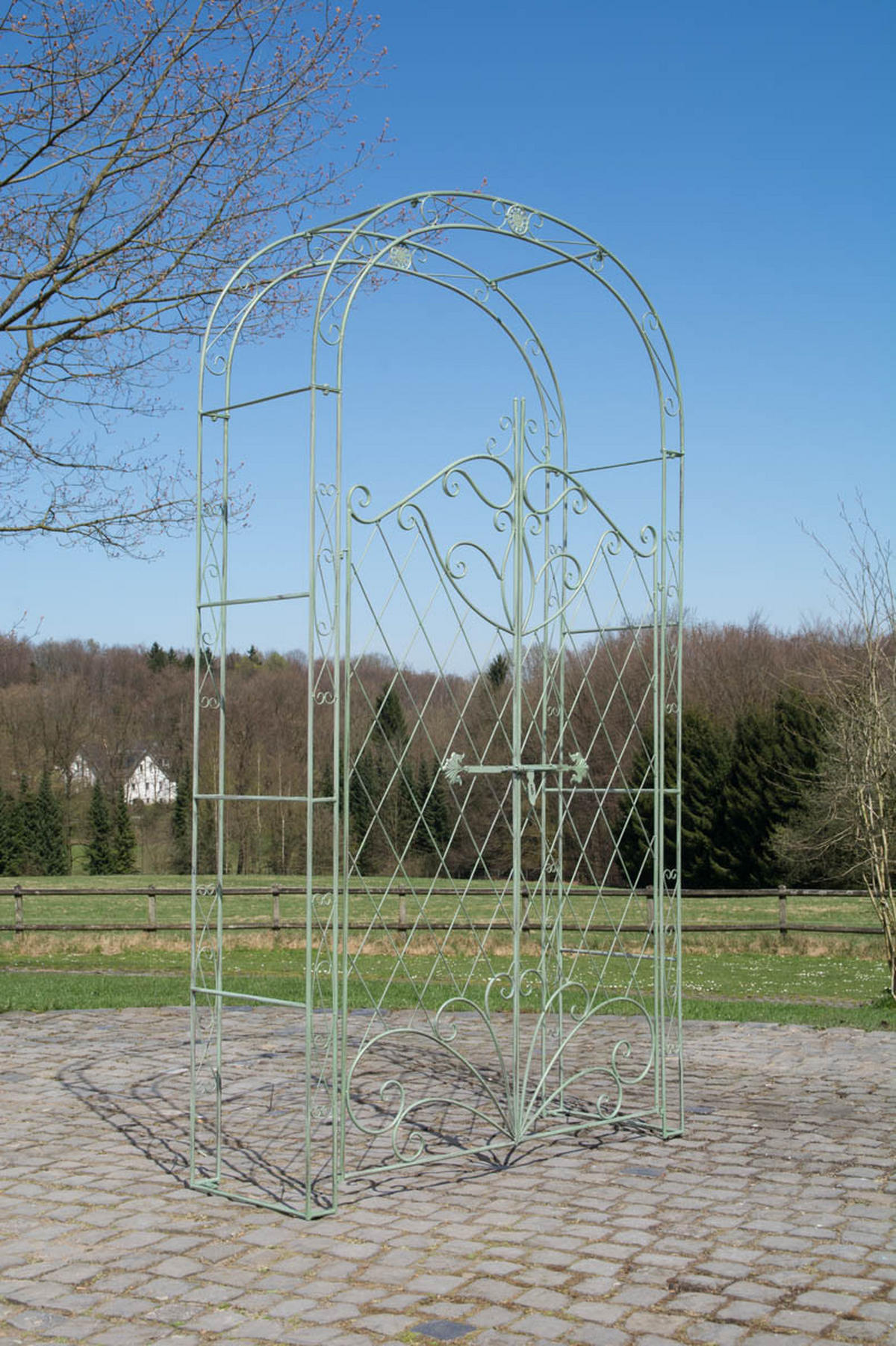 ROSENBOGEN Minden Tor 120x40x220cm Metall Antik-Grün Rankhilfe - Grün, Metall (120/220/40cm) - DELUKE