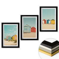 WANDBILDER 3er-Set - 20x30 cm Schwarzer Rahmen - Bunte Häuser, Strand, Sonne - Schwarz, Kunststoff (20/30cm) - ArtPrintCave